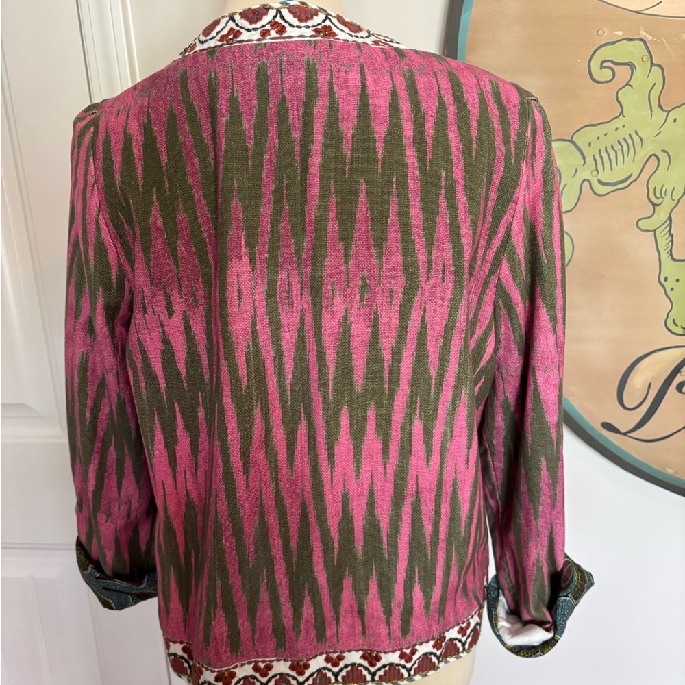 Women's Pink and Green Patterned Jacket - Picture 6 of 8